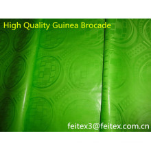 Stock super qualidade Guiné Brocade Bazin riche 10 metros / saco de cor limão verde suave perfume venda têxteis jacquard